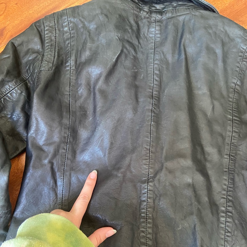 The Washed Leather Motorcycle Jacket - Picture 4 of 8